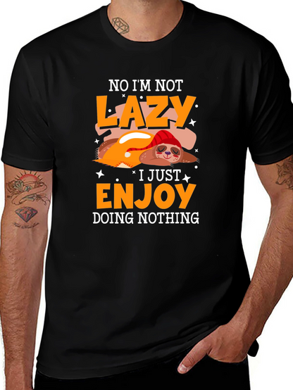 Camiseta Negra Perezosa - Disfrutando el No Hacer Nada