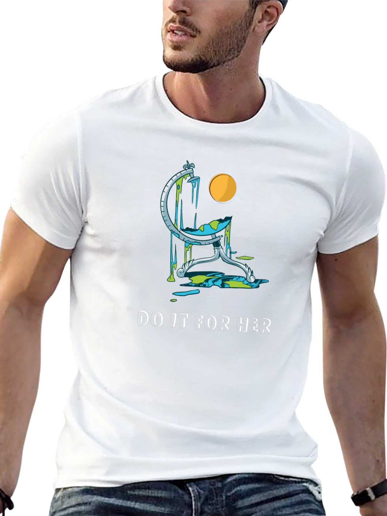 Camiseta Negra con Diseño del Mundo Derretido