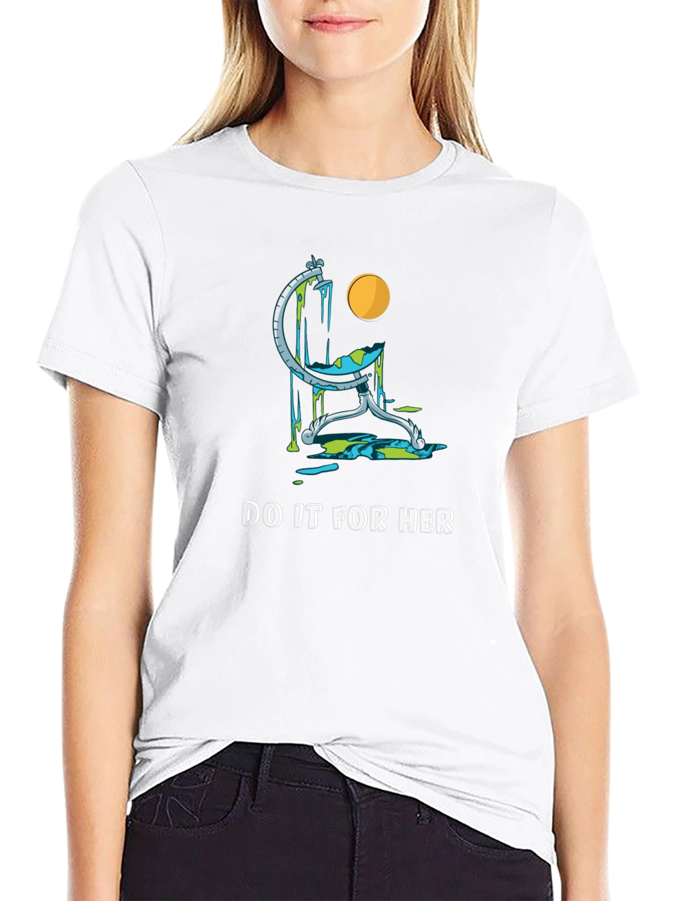 Camiseta Negra con Diseño del Mundo Derretido