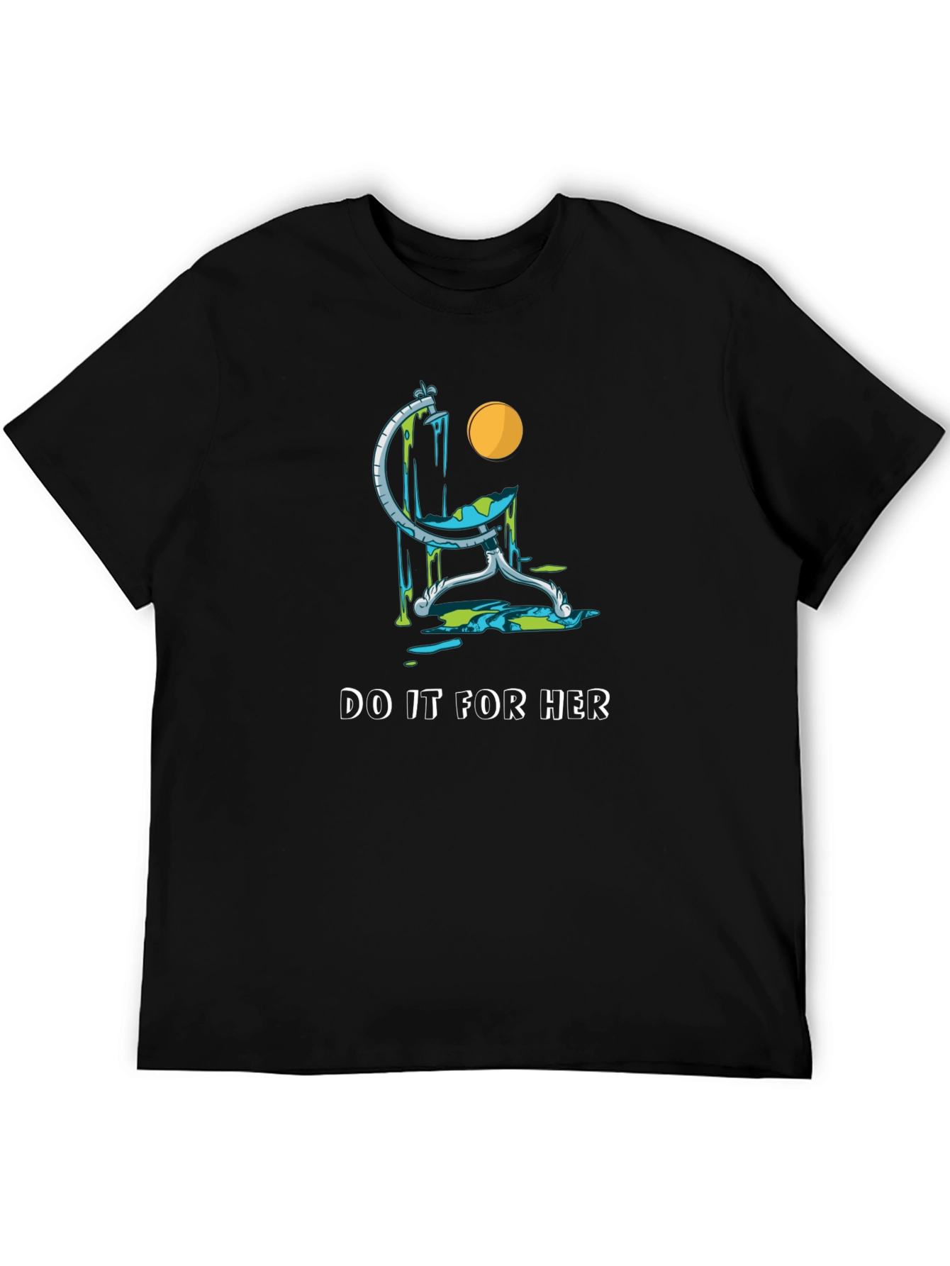 Camiseta Negra con Diseño del Mundo Derretido