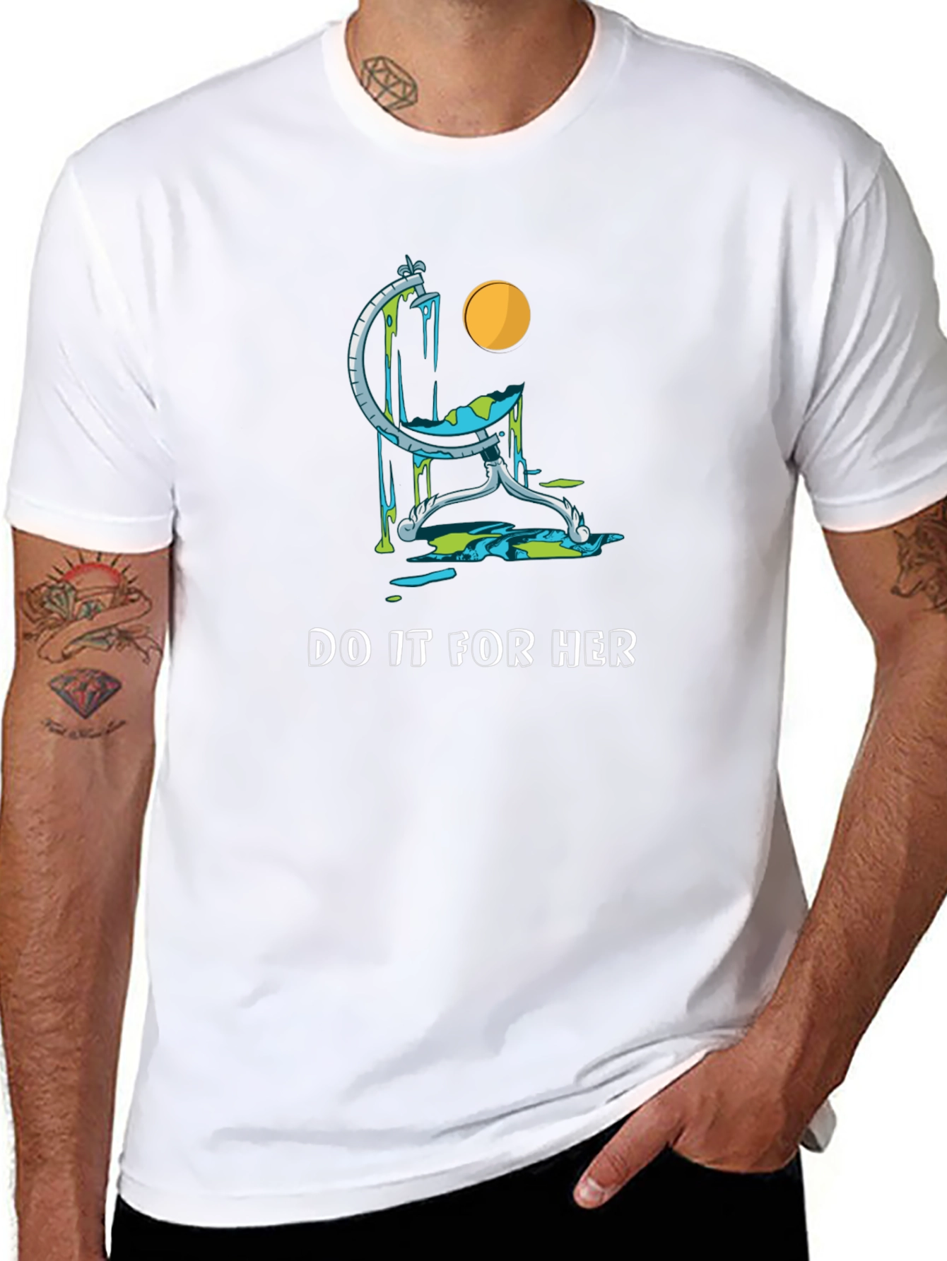 Camiseta Negra con Diseño del Mundo Derretido