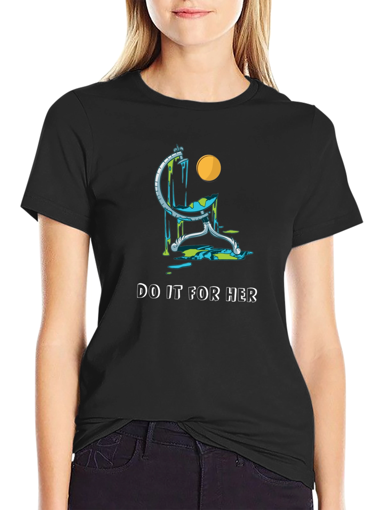 Camiseta Negra con Diseño del Mundo Derretido