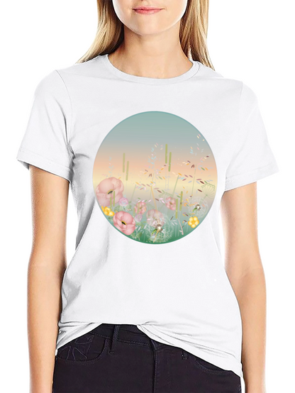 Camiseta Negra con Diseño Floral Circular