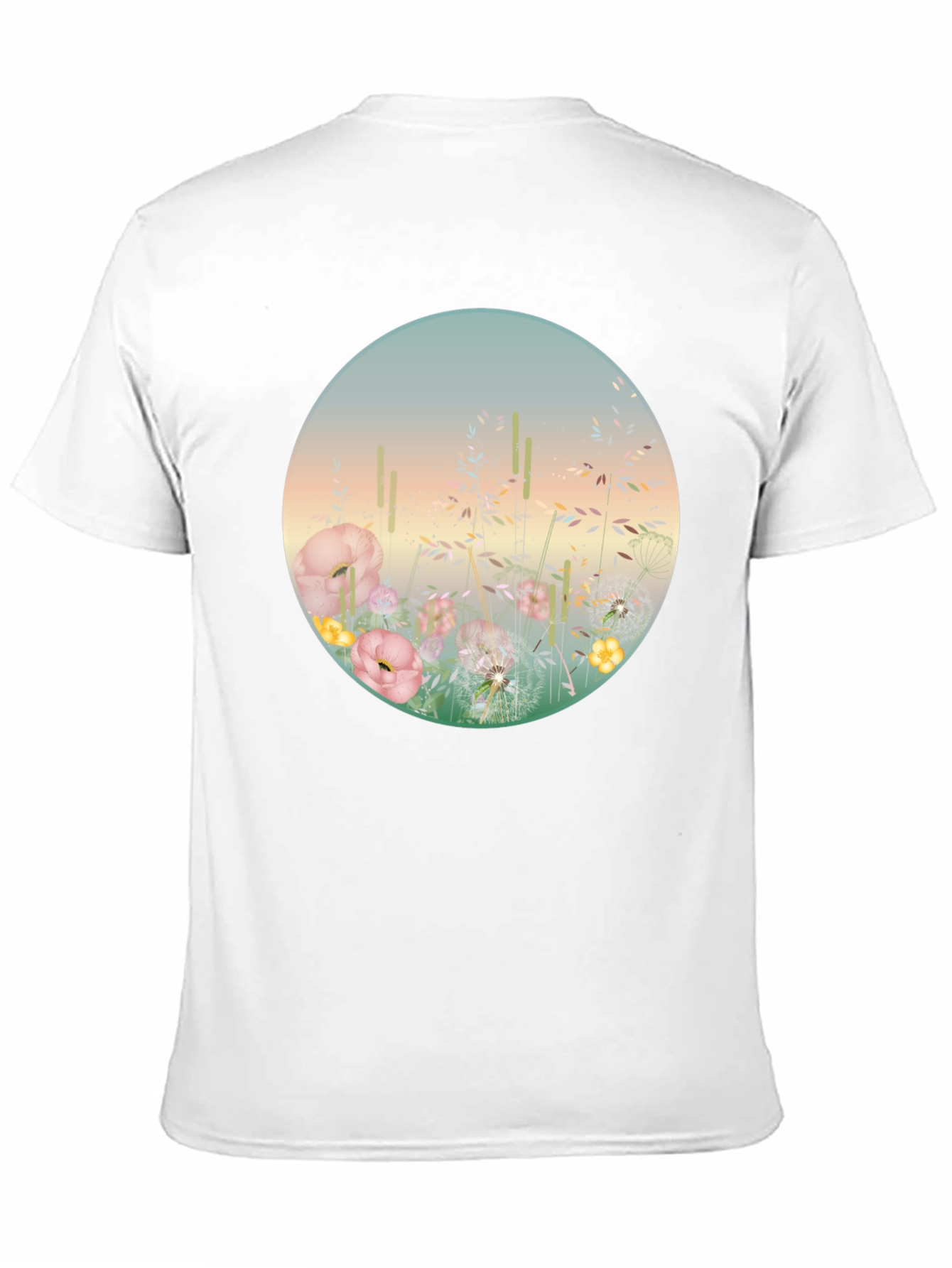 Camiseta Negra con Diseño Floral Circular