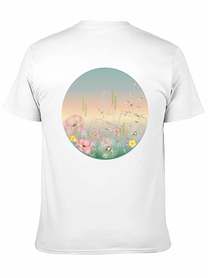 Camiseta Negra con Diseño Floral Circular