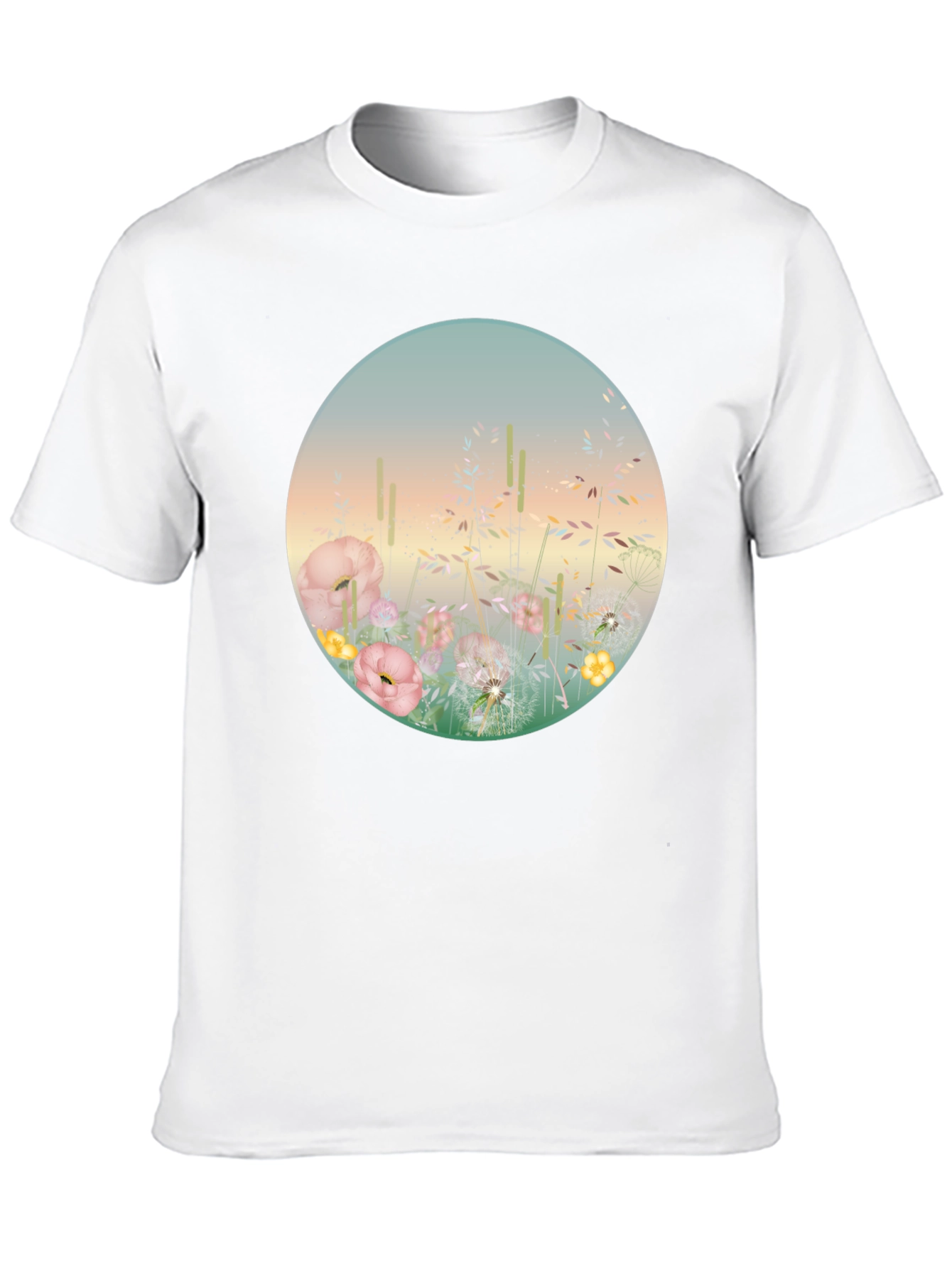 Camiseta Negra con Diseño Floral Circular