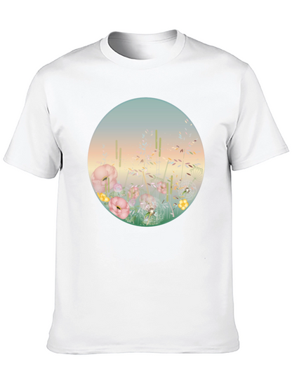 Camiseta Negra con Diseño Floral Circular
