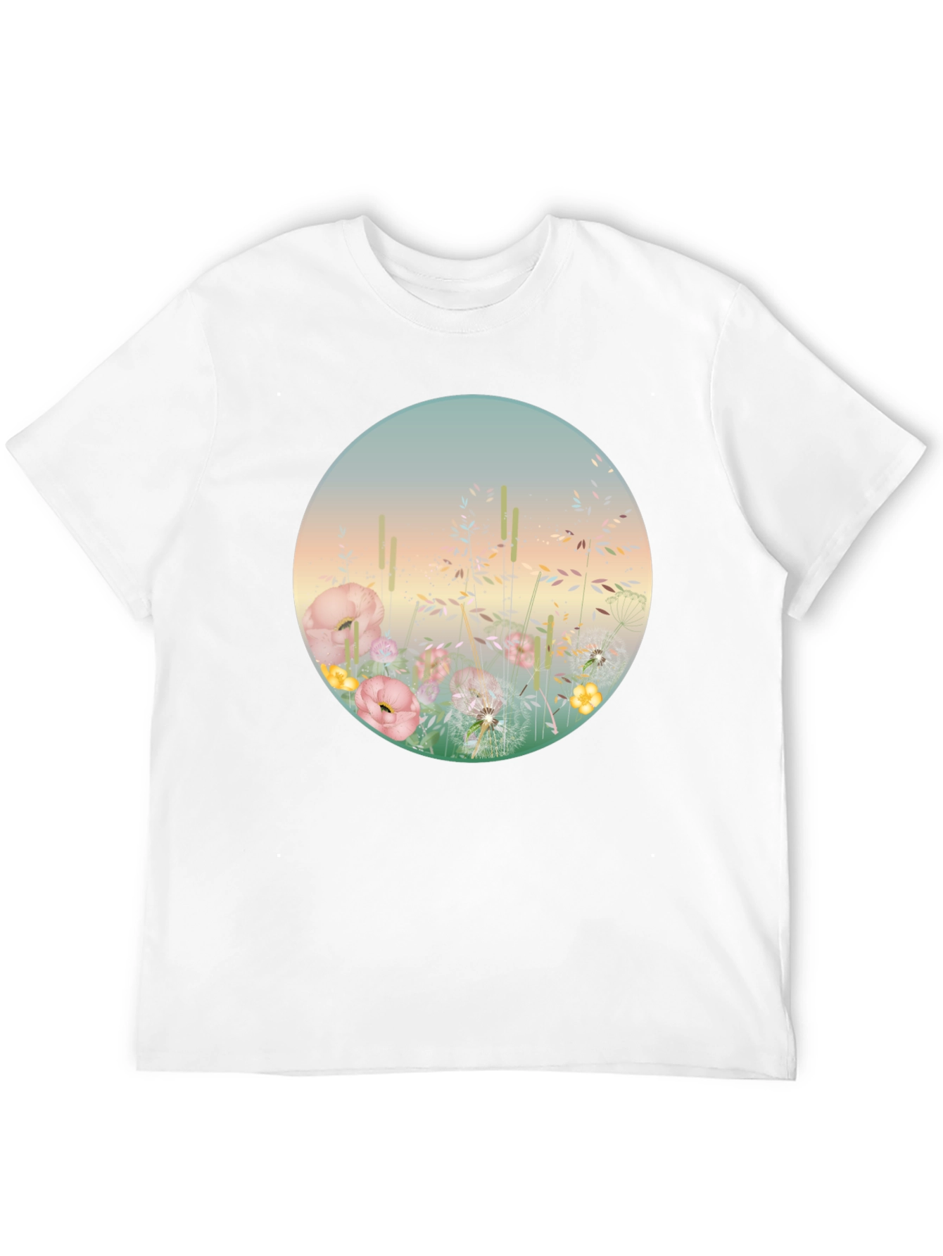 Camiseta Negra con Diseño Floral Circular