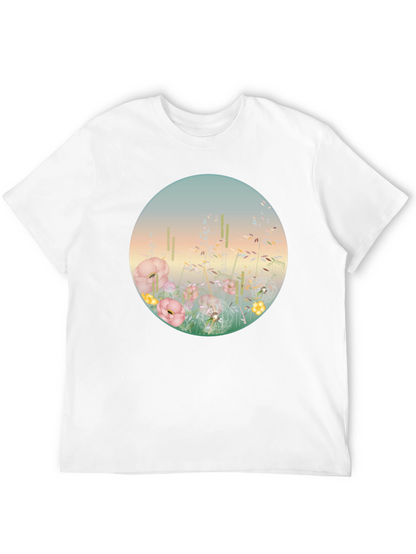 Camiseta Negra con Diseño Floral Circular