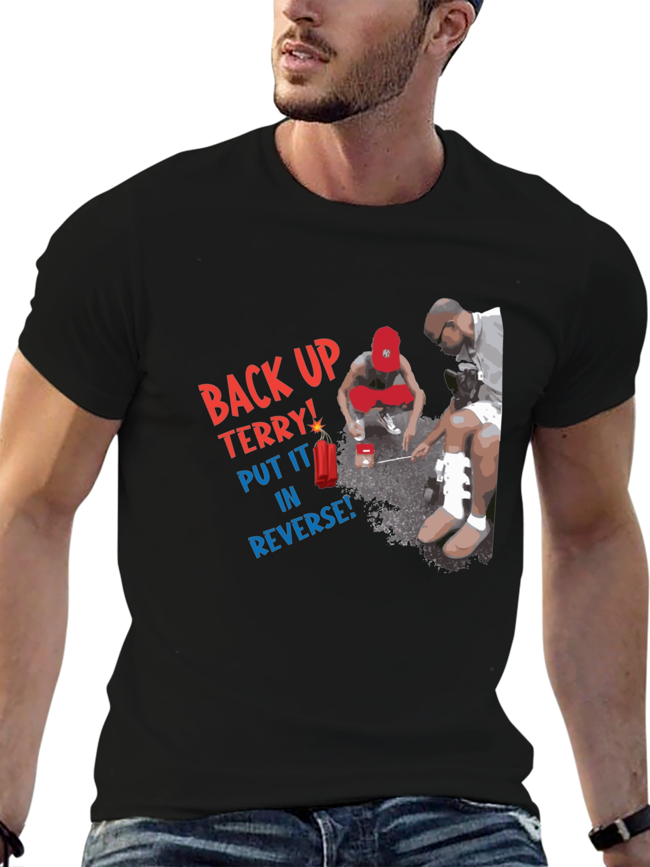 Camiseta Negra: Back Up Terry!