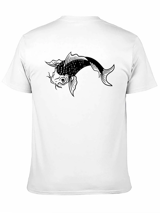 Camiseta Negra con Diseño de Pez Koi