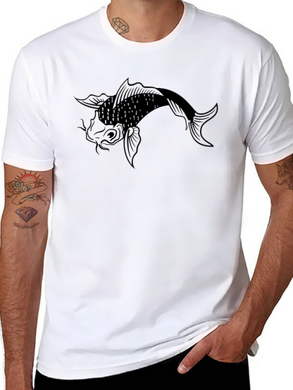 Camiseta Negra con Diseño de Pez Koi
