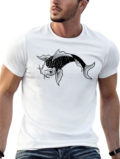 Camiseta Negra con Diseño de Pez Koi