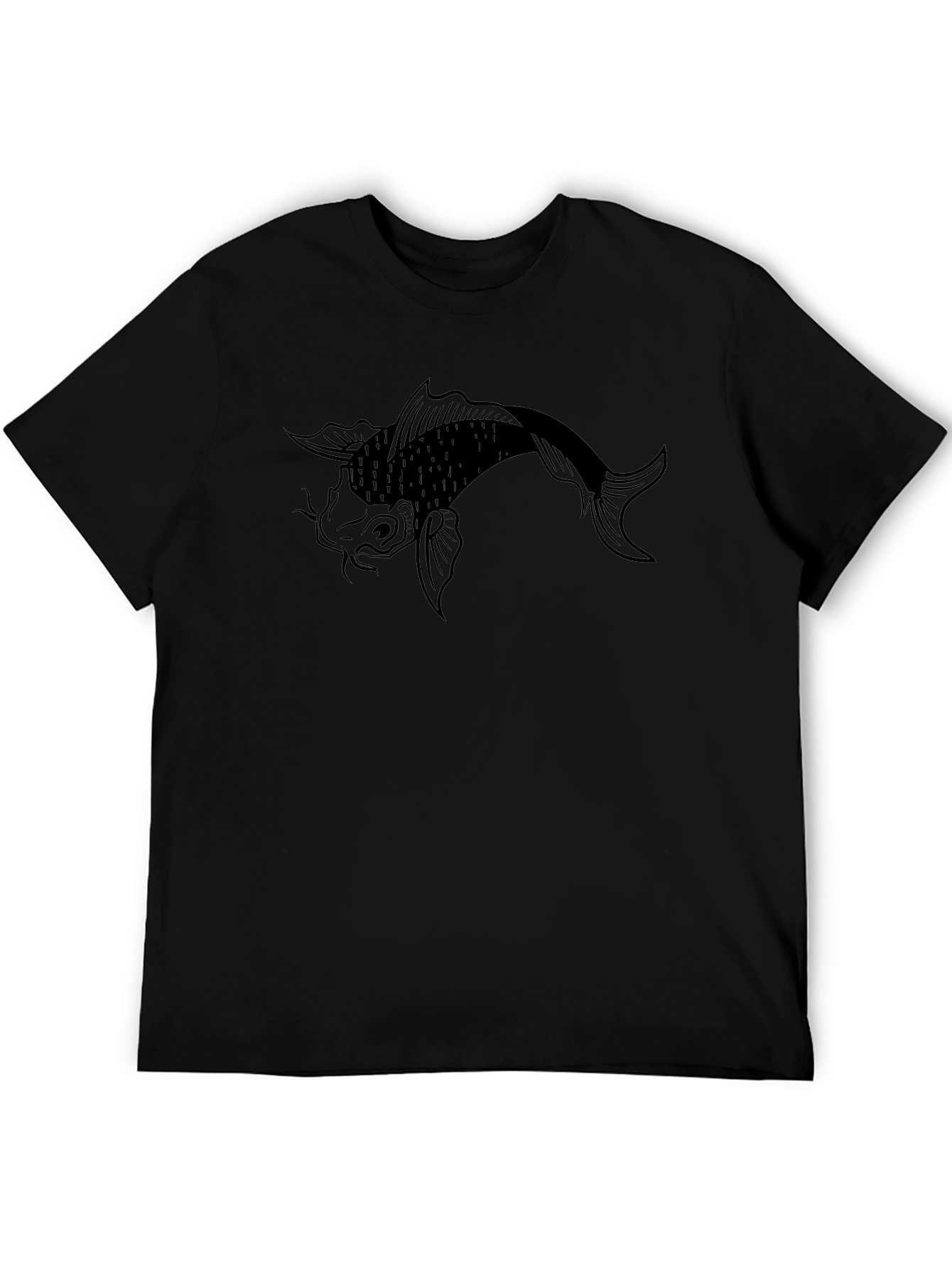 Camiseta Negra con Diseño de Pez Koi