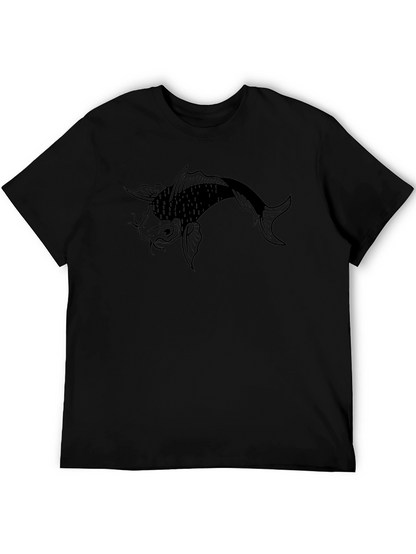 Camiseta Negra con Diseño de Pez Koi