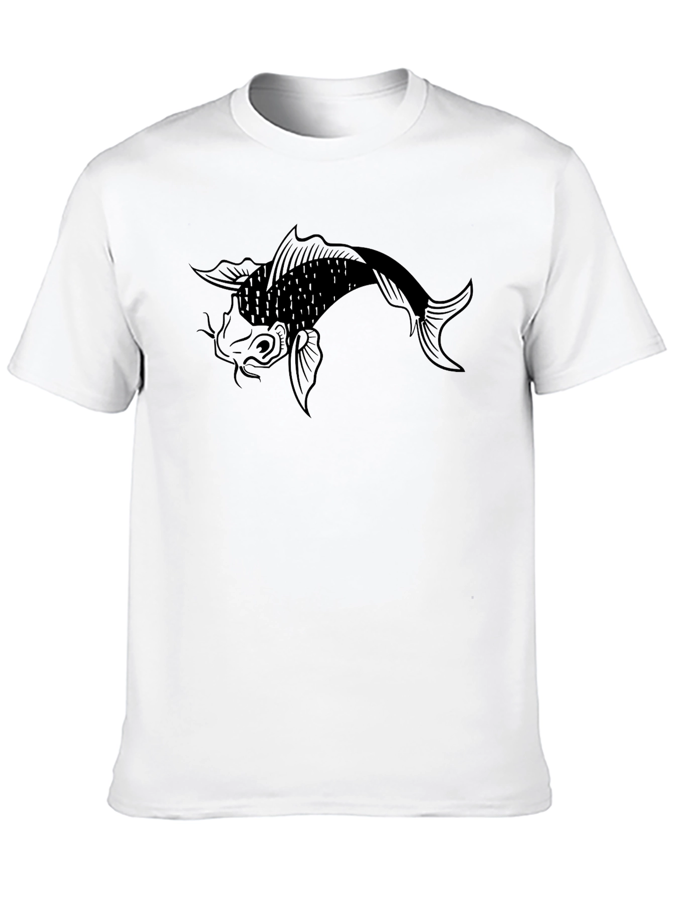 Camiseta Negra con Diseño de Pez Koi