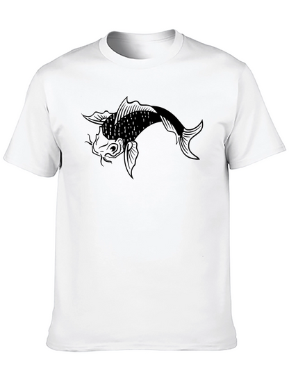 Camiseta Negra con Diseño de Pez Koi