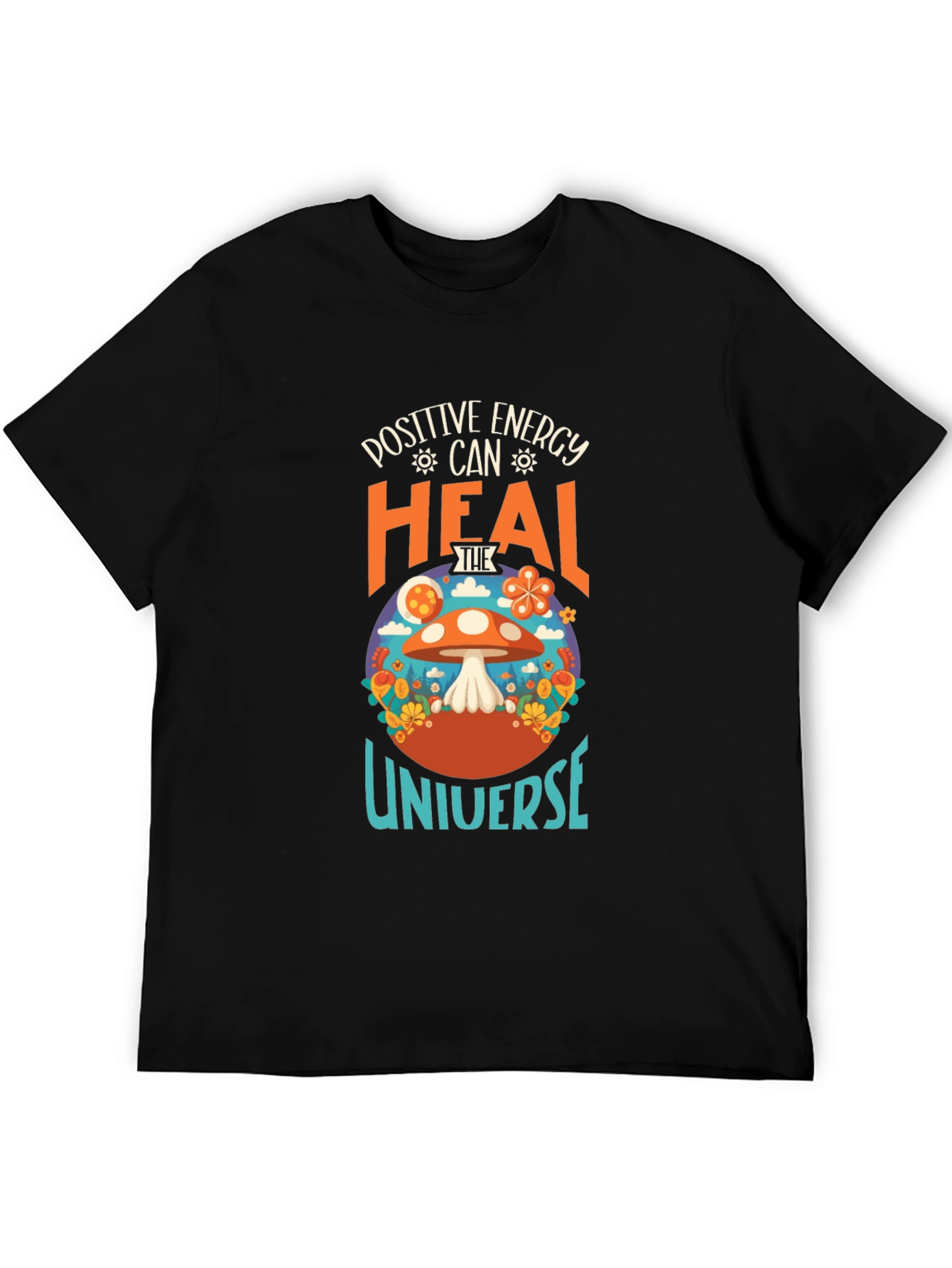 Camiseta Negra Energía Positiva Cura Universo