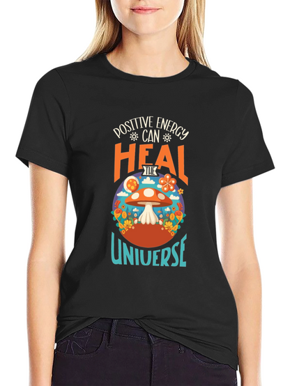 Camiseta Negra Energía Positiva Cura Universo