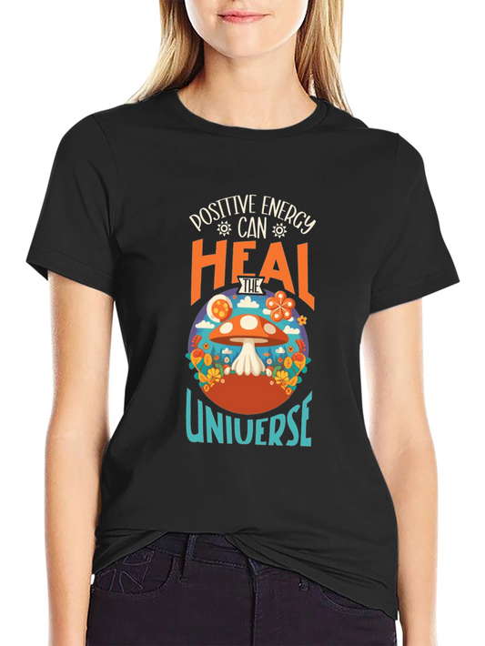 Camiseta Negra Energía Positiva Cura Universo