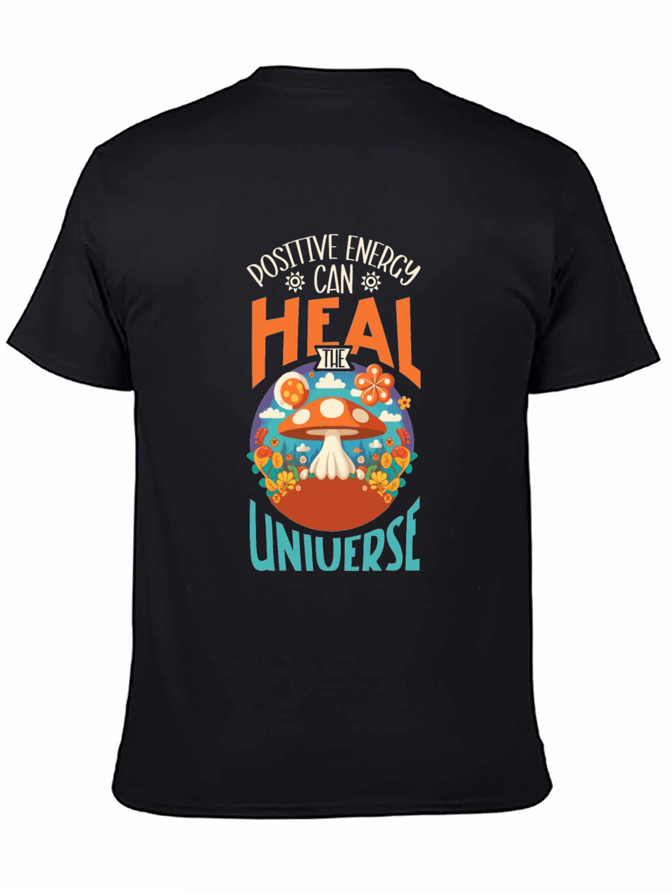 Camiseta Negra Energía Positiva Cura Universo