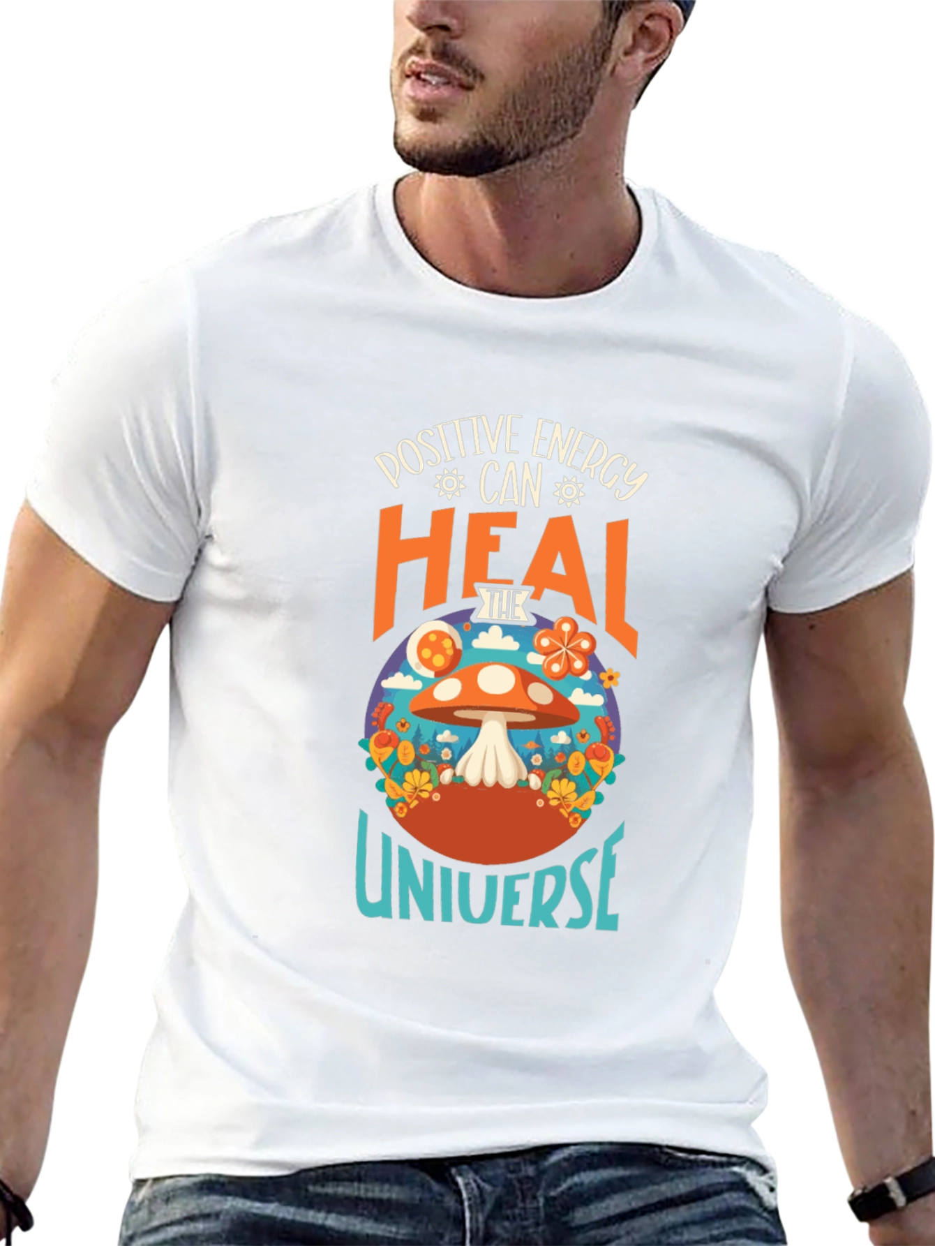 Camiseta Negra Energía Positiva Cura Universo