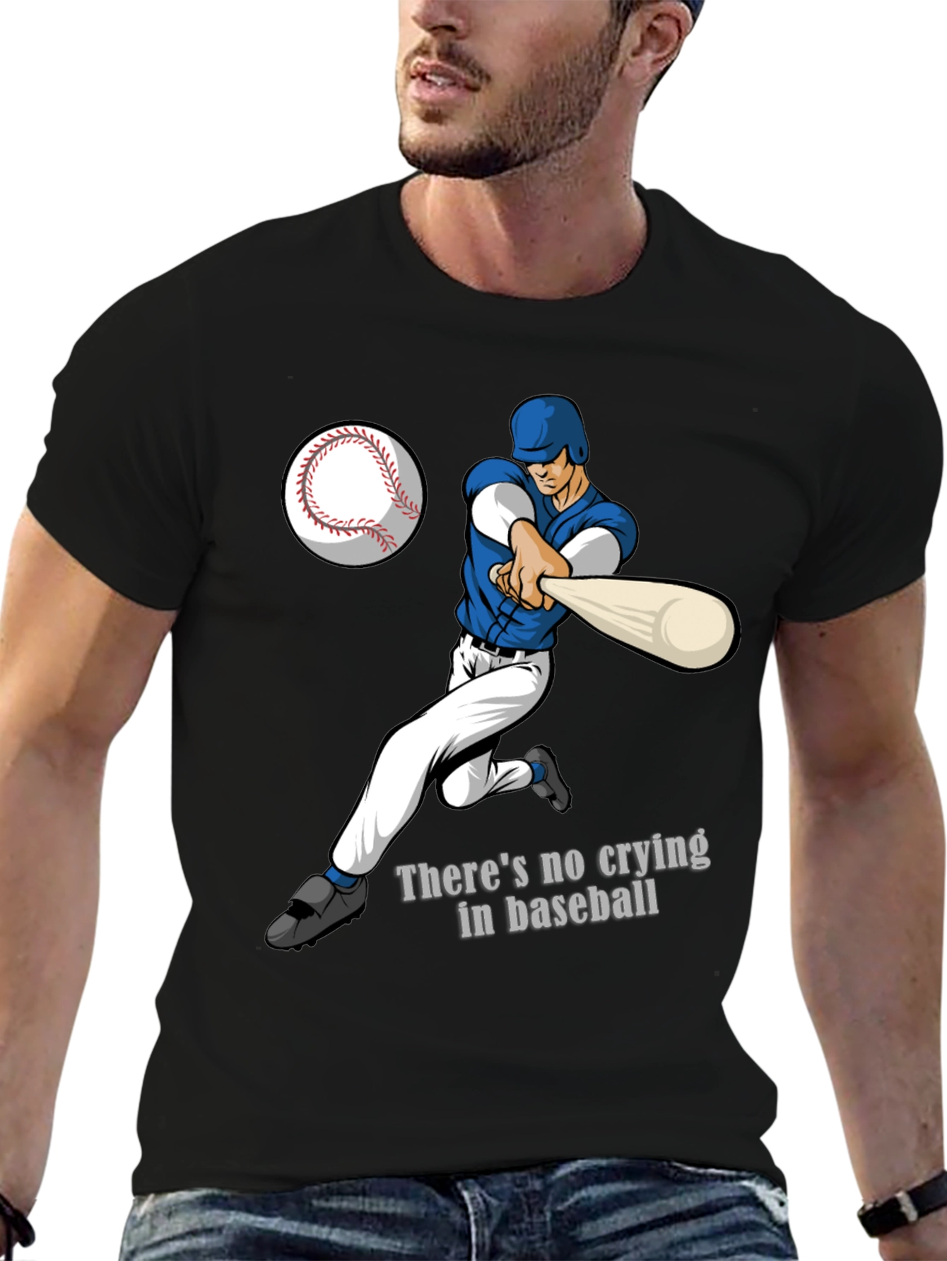 Camiseta Negra con Diseño de Béisbol