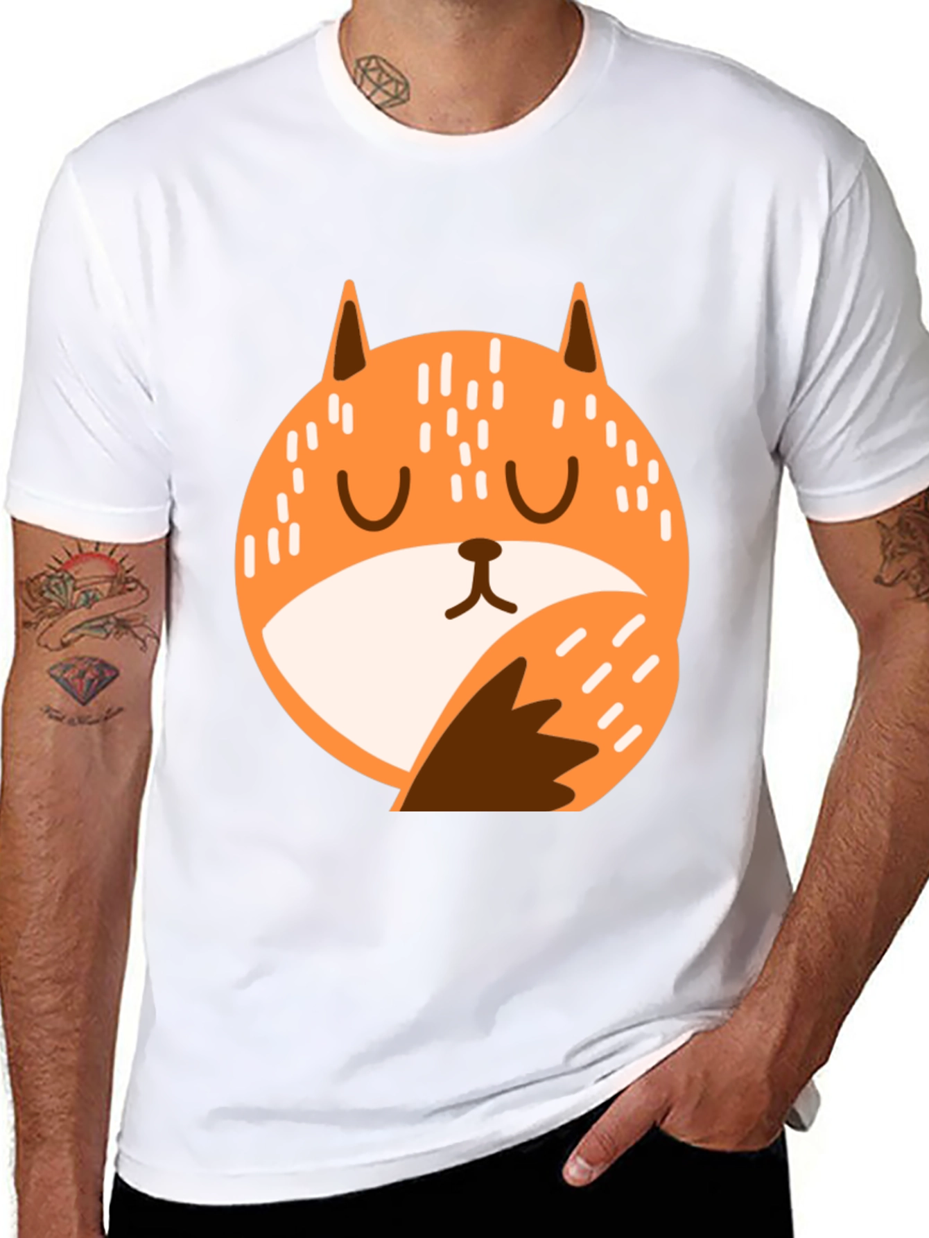 Camiseta Negra con Diseño de Zorro Adorable