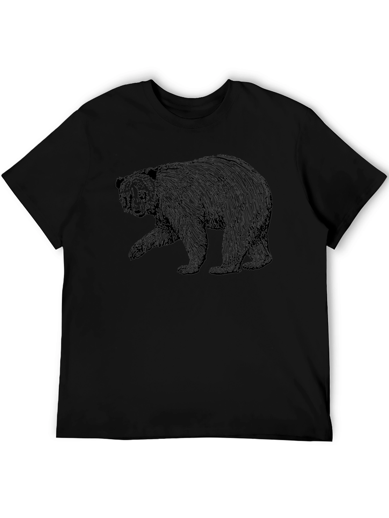 Camiseta Negra con Estampado de Oso