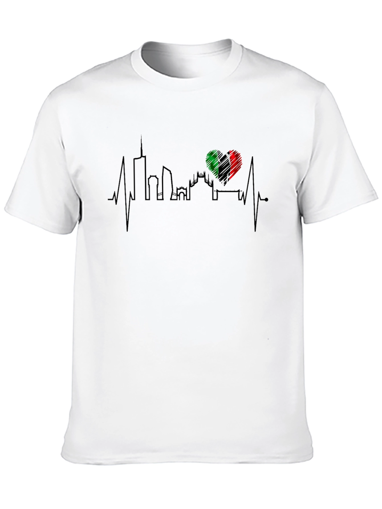 Camiseta Hombre Italia Skyline Corazón