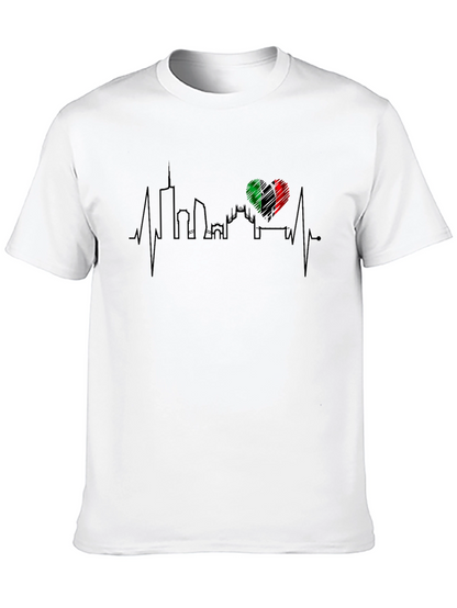 Camiseta Hombre Italia Skyline Corazón