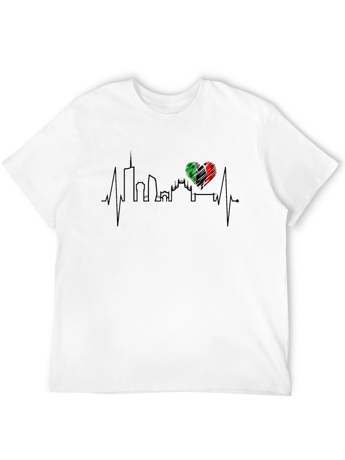 Camiseta Hombre Italia Skyline Corazón