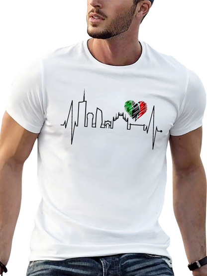 Camiseta Hombre Italia Skyline Corazón