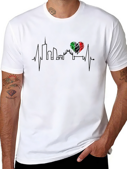 Camiseta Hombre Italia Skyline Corazón