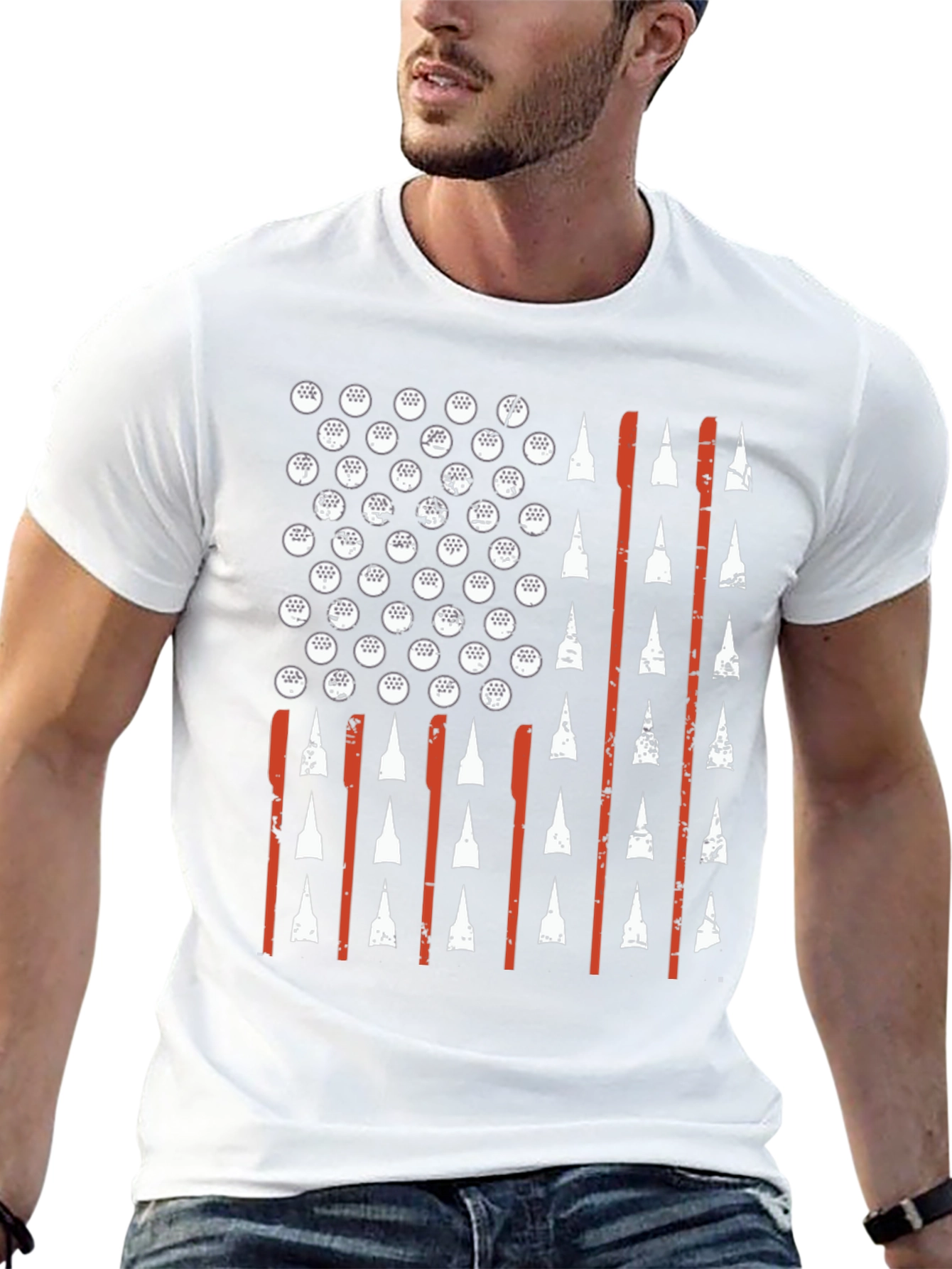 Camiseta Negra Bandera Americana Golf