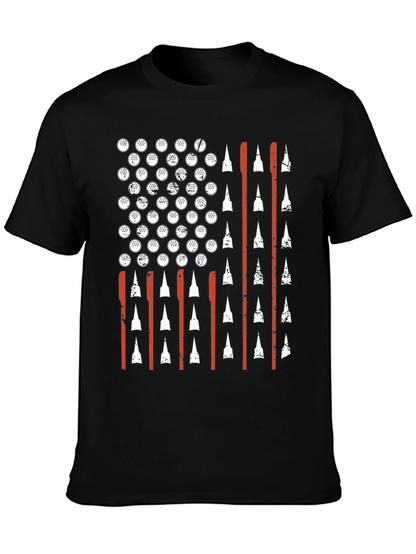 Camiseta Negra Bandera Americana Golf