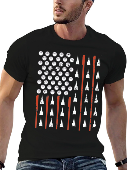 Camiseta Negra Bandera Americana Golf
