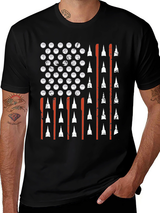Camiseta Negra Bandera Americana Golf
