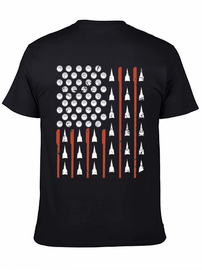 Camiseta Negra Bandera Americana Golf