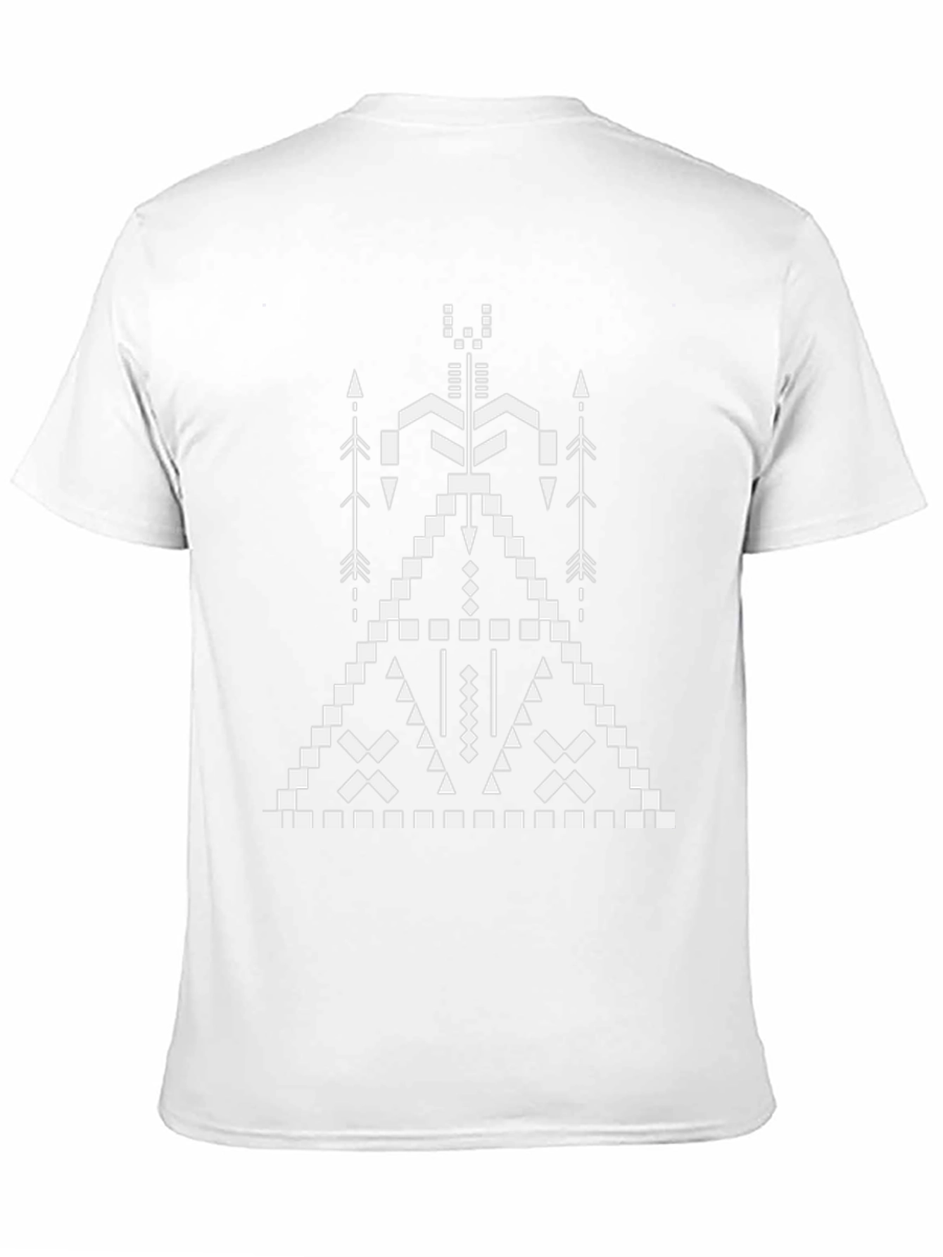 Camiseta Negra con Diseño Tribal Geométrico Blanco