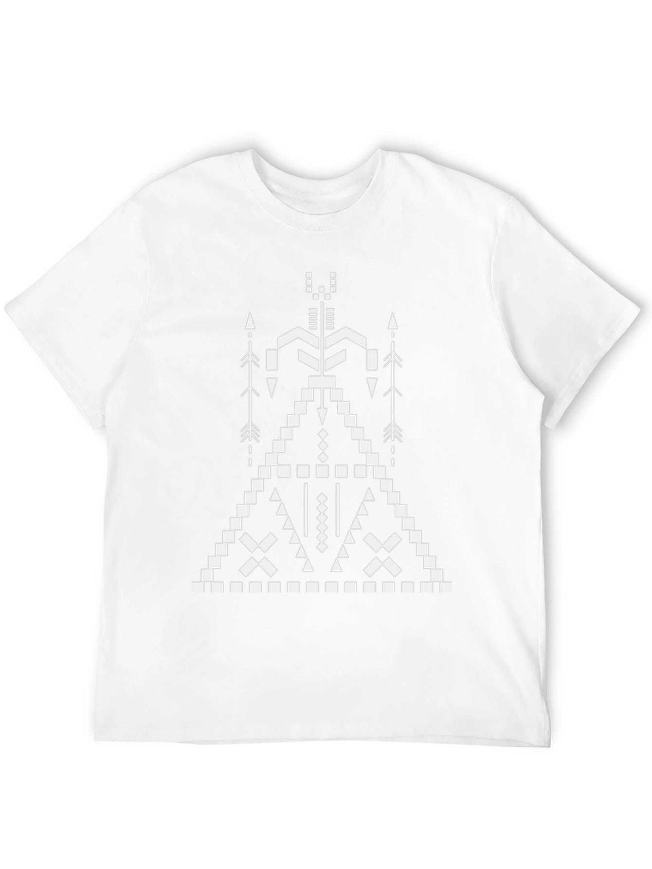 Camiseta Negra con Diseño Tribal Geométrico Blanco