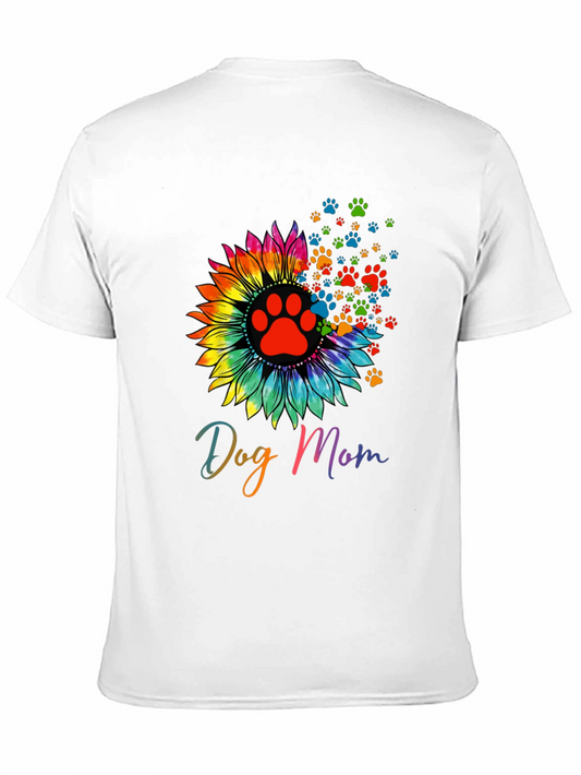 Camiseta Negra Dog Mom Girasol Huellas