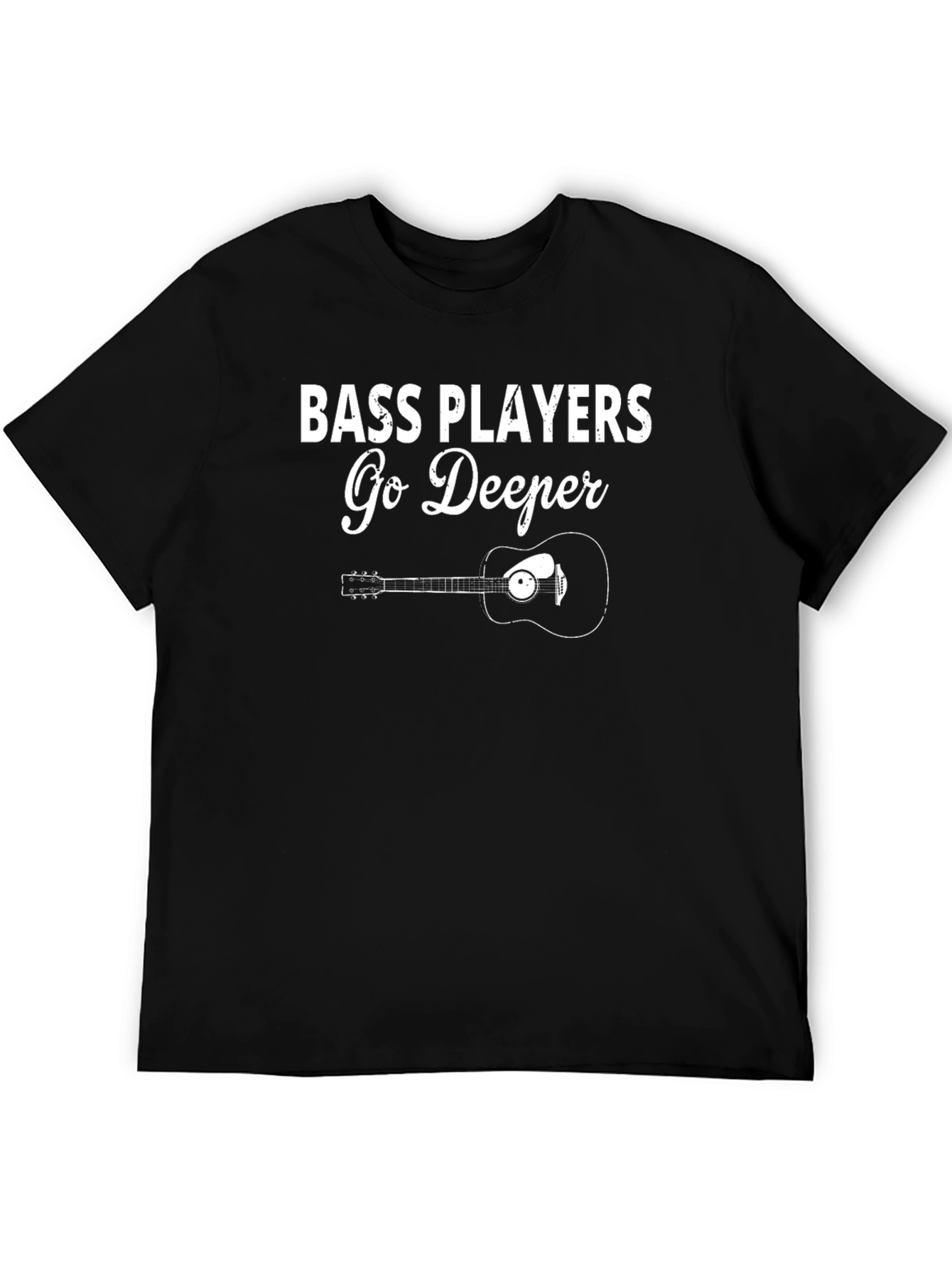 Camiseta Negra: Bajistas Profundos con Guitarra