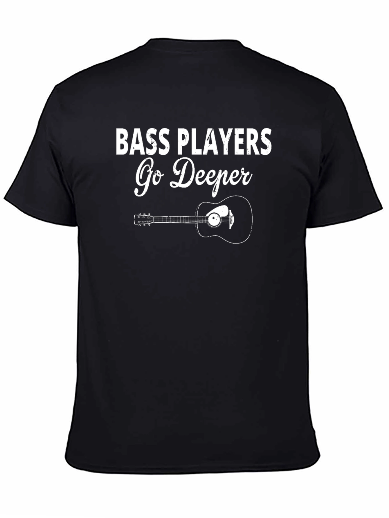 Camiseta Negra: Bajistas Profundos con Guitarra