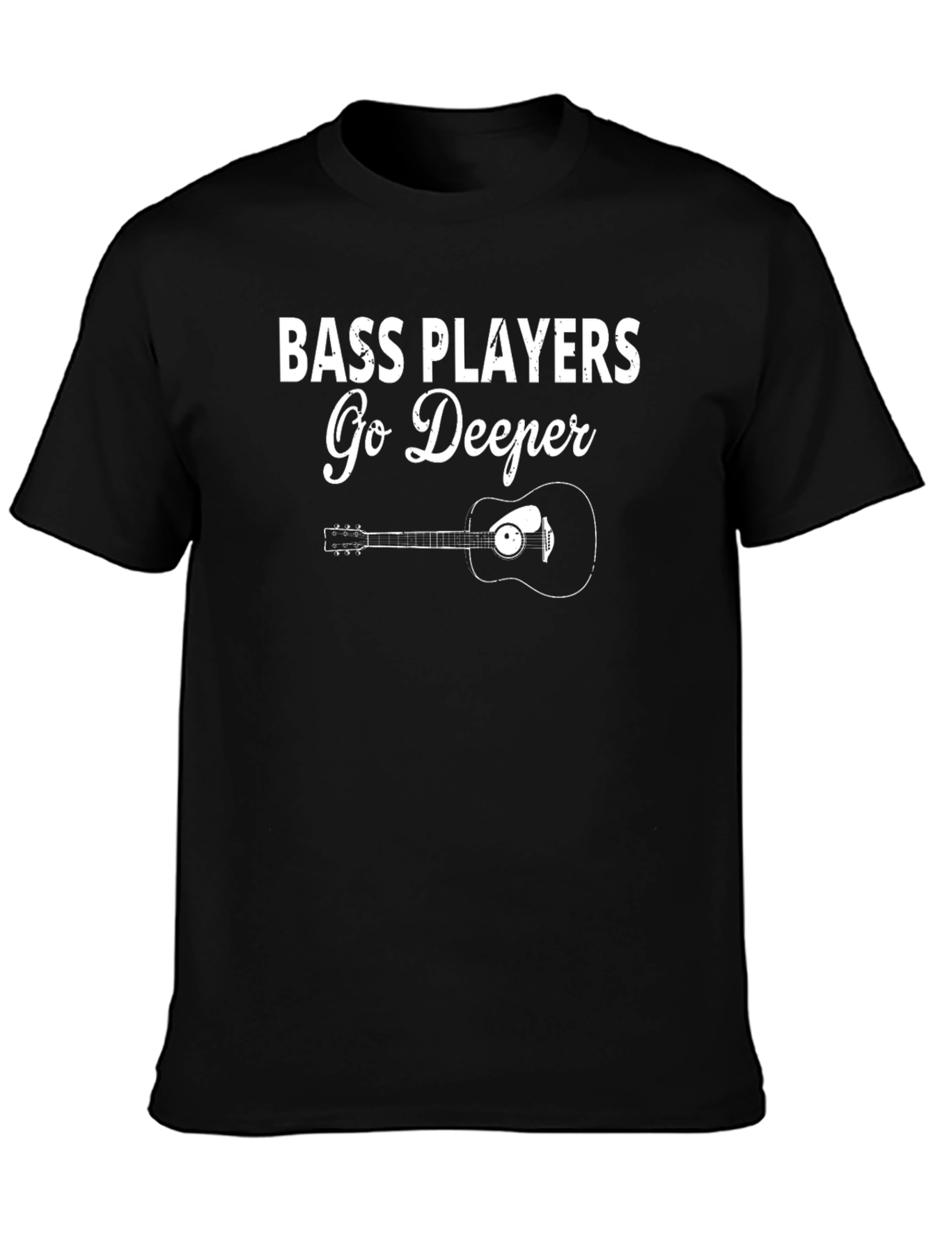 Camiseta Negra: Bajistas Profundos con Guitarra