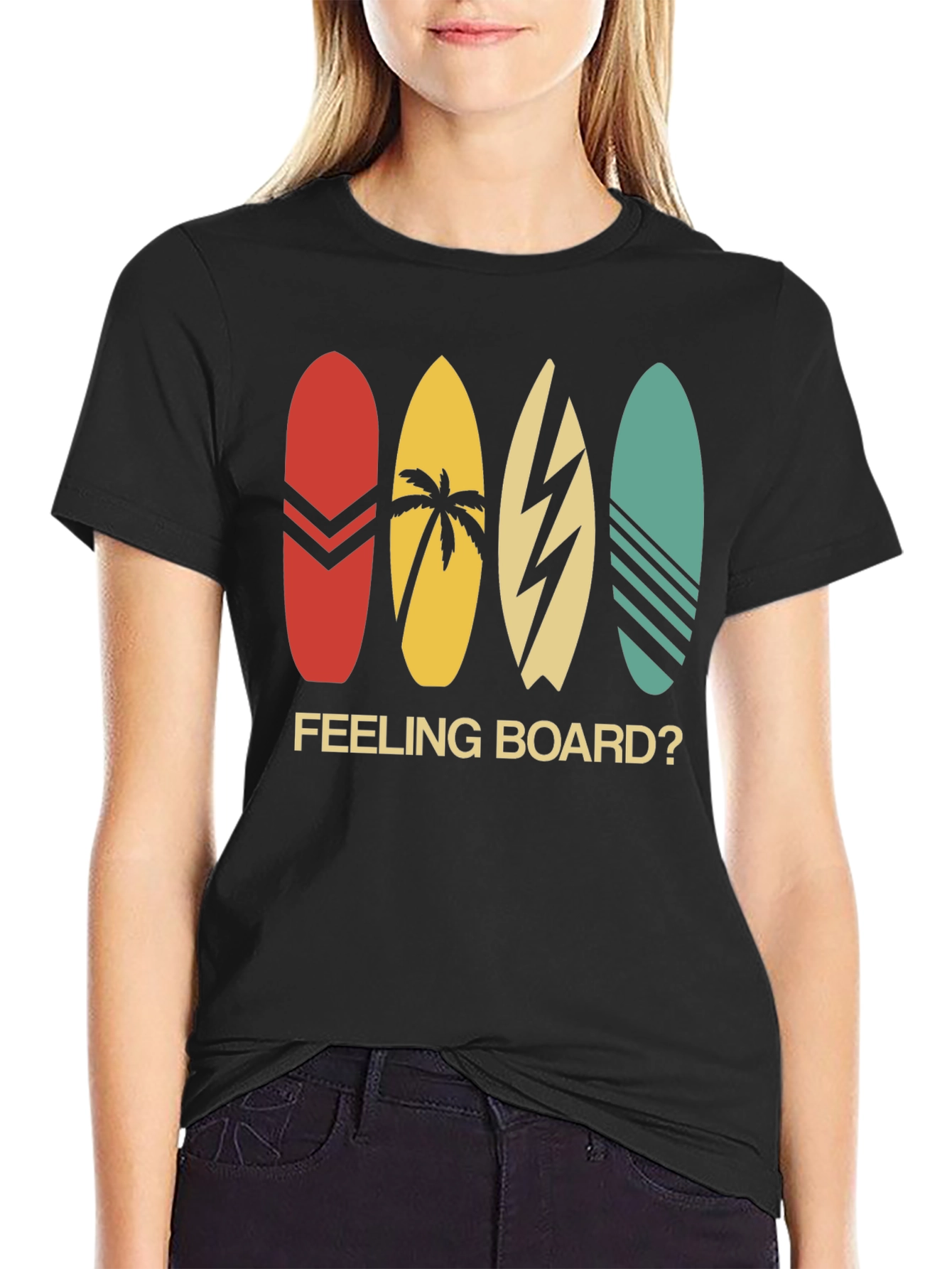 Camiseta Negra Estampada Feeling Board?