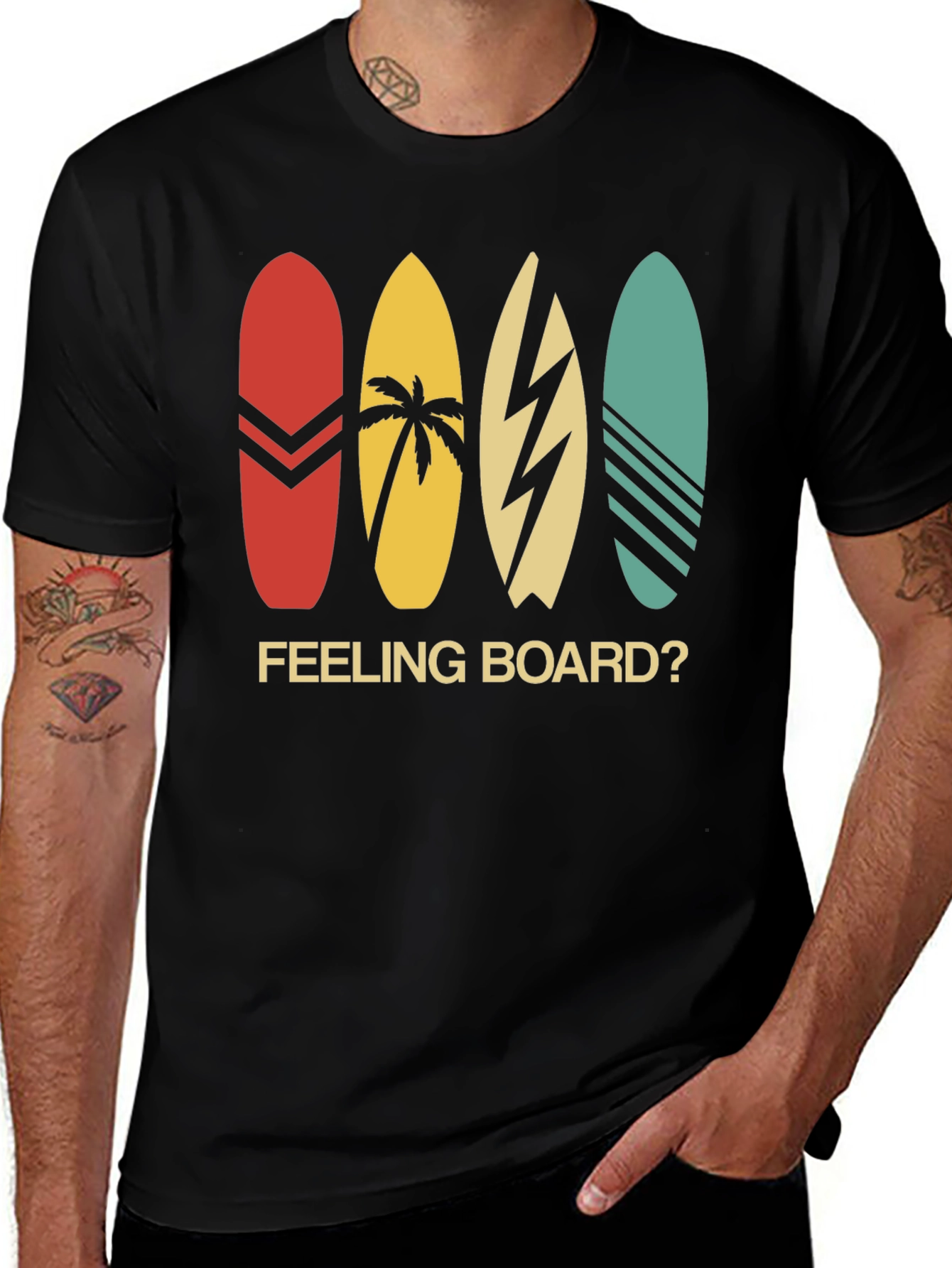 Camiseta Negra Estampada Feeling Board?