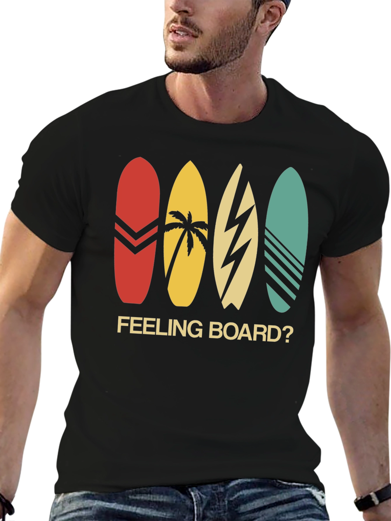 Camiseta Negra Estampada Feeling Board?
