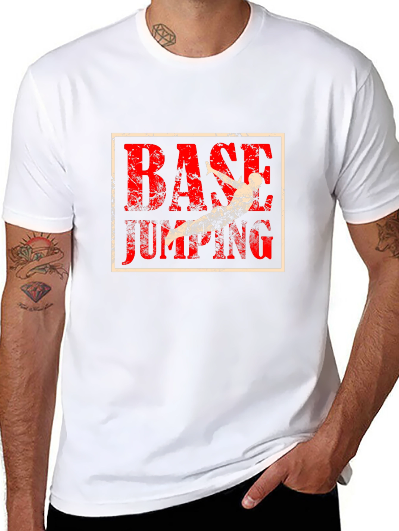 Camiseta Negra con Diseño de Salto BASE