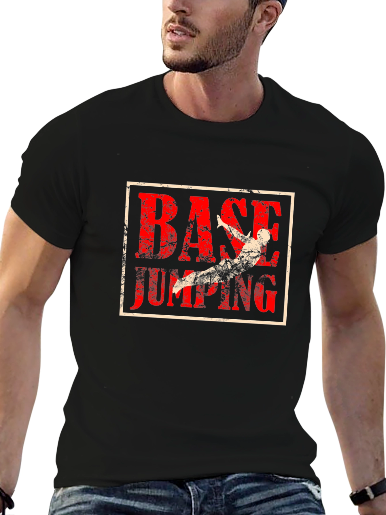 Camiseta Negra con Diseño de Salto BASE